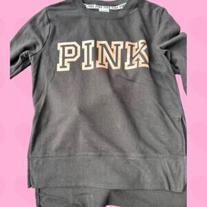 PINK BY VICTORIA SECRET black sweatshirt, thumb holes, women's size S